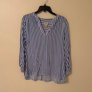 St. John's Bay Blue and White Striped Blouse